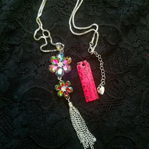 Betsey Johnson Double Chain Flower Necklace